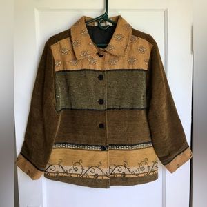 Vintage Analogy fleur-de-lis Decorated Women’s Coat Size Small